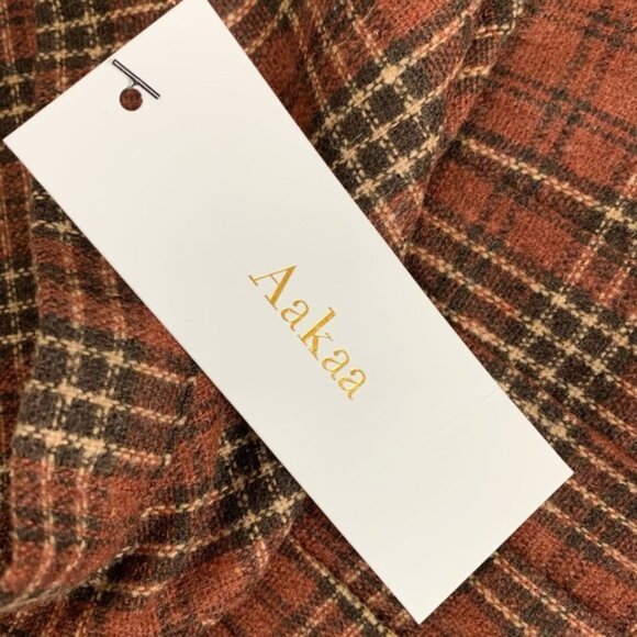 Aakaa Pleated Plaid Mini Skirt High Rise waist Brown Size Small Preppy Academia - Picture 8 of 11